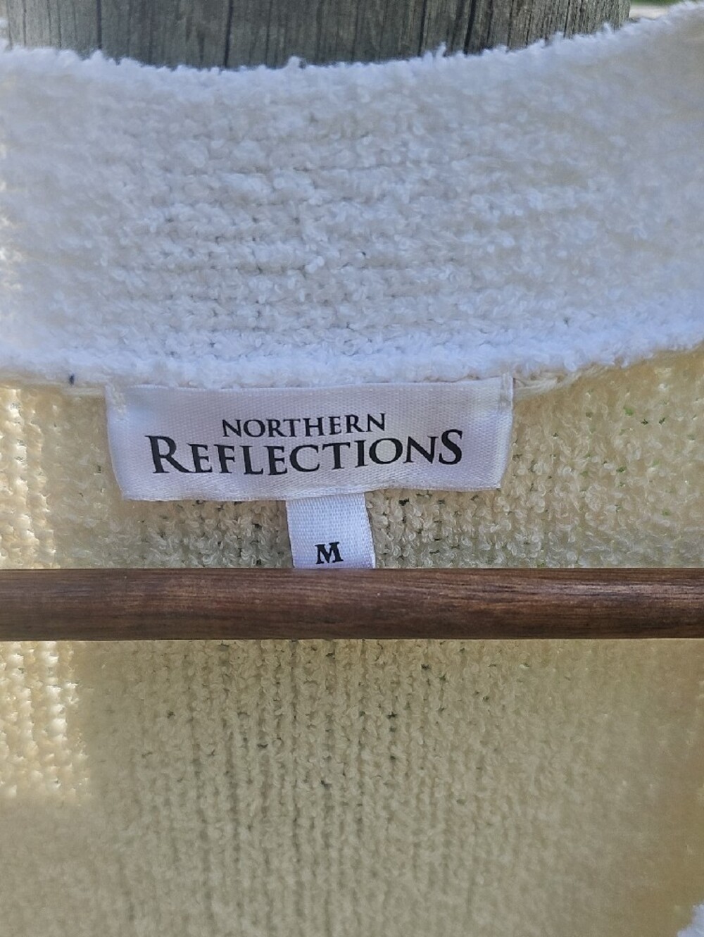 Northern Reflections Cream and White V-Neck Button Cardigan - Picture 5 of 6
